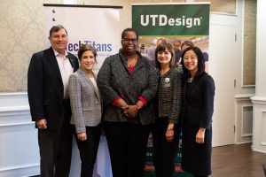 Don Proeschel, Director of Corporate Relations, Dr. Theresa Williams, Plano ISD Chief Operating Officer; Dr. Stephanie Adams, Dean of The Erik Jonsson School of Engineering; Tammy Richards, Plano ISD Board President; and Lily Bao, Plano City Councilwoman